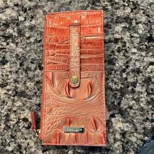 Brahmin Apricot Rose Leather Credit Card Holder